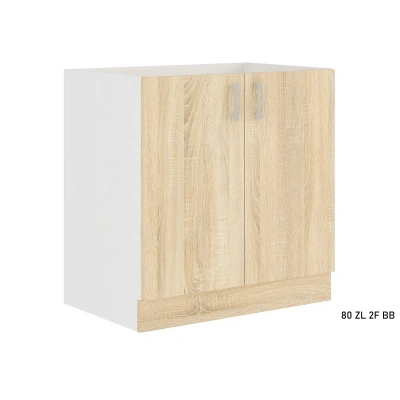 Expedo Kuchyňská skříňka dřezová AVRIL 80 ZL 2F BB + kuchyňský dřez, 80x82x48, bílá/sonoma