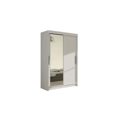 Expedo Posuvná šatní skříň FLORIA VI se zrcadlem, 120x200x58, bílá mat