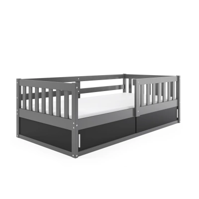 Expedo Dětská postel BENEDIS + matrace, 80x160, grafit/černá
