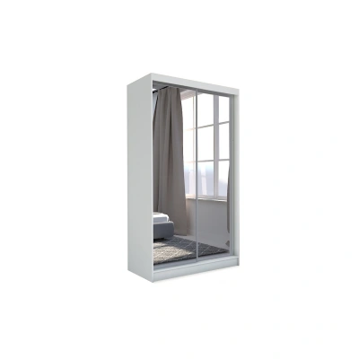 Expedo Skříň s posuvnými dveřmi a zrcadlem ROBERTA, 150x216x61, bílá