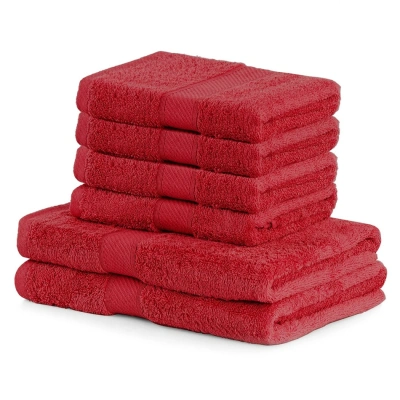 DecoKing Sada ručníků a osušek Bamby červená, 4 ks 50 x 100 cm, 2 ks 70 x 140 cm